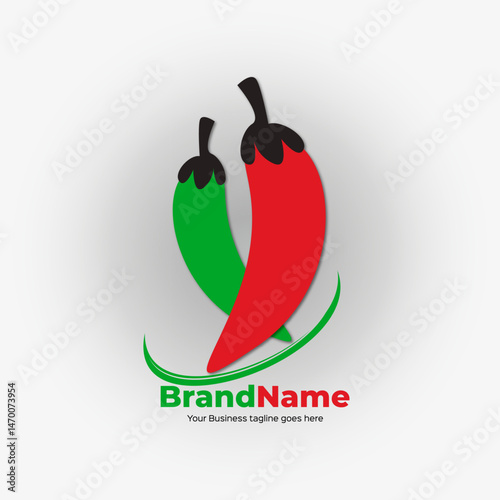 Green red chili logo design vector