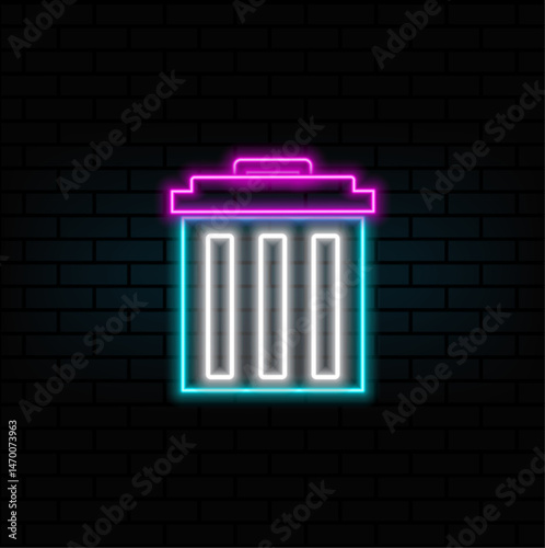 trash can icon. neon.Recycle bin icon illustration. neon style.