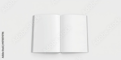 Blank pages of an open book on a white background, ready for your text or images