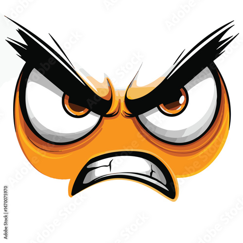 Cartoon Angry Face Vector Illustration With Intense Eyes And Clenched Teeth Depicting Annoyance
