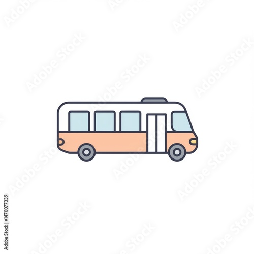 Simple Orange and White Minibus Illustration