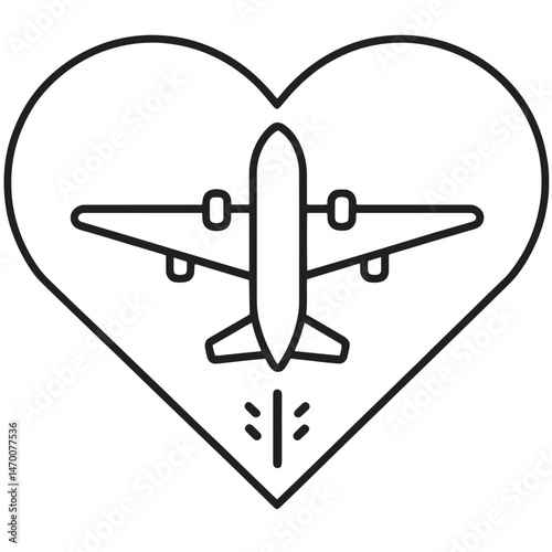 Airplane soars within loving heart