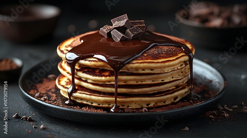 Decadent Chocolate Drizzled Pancake Stack