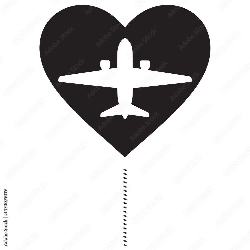 Obraz premium Airplane soars within loving heart