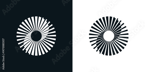 balance circle logo, abstract round spiral twist twirl yin yang symbol, cyclic repetitive radial rotation movement shape design element or texture. audio, energy spiritual power icon