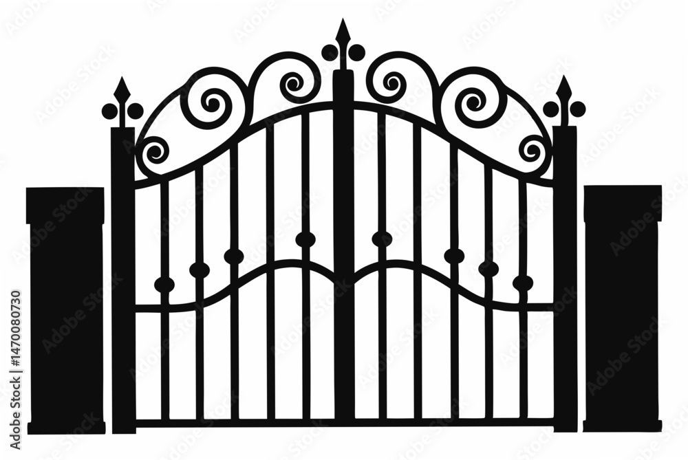 wrought iron gate silhouette vector wrought iron gate silhouette vector