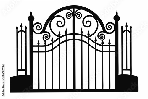 wrought iron gate  silhouette vector