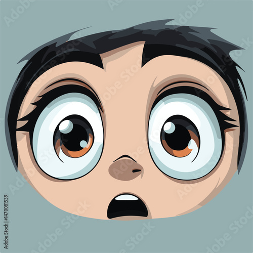 Surprised Cartoon Face With Wide Eyes And Open Mouth Expressing Shock And Amazement Vector Illustration