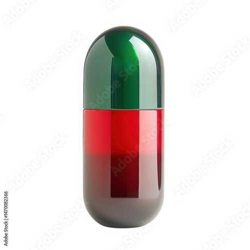 Red and green capsule isolated on white background