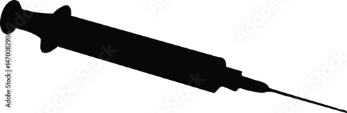 Silhouette of a Medical Syringe – Essential Injection Tool for Vaccination, Healthcare, and Medicine – Minimalist Black Design Representing Immunization and Clinical Procedures