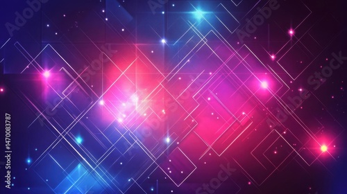 Abstract geometric background with colorful lights.