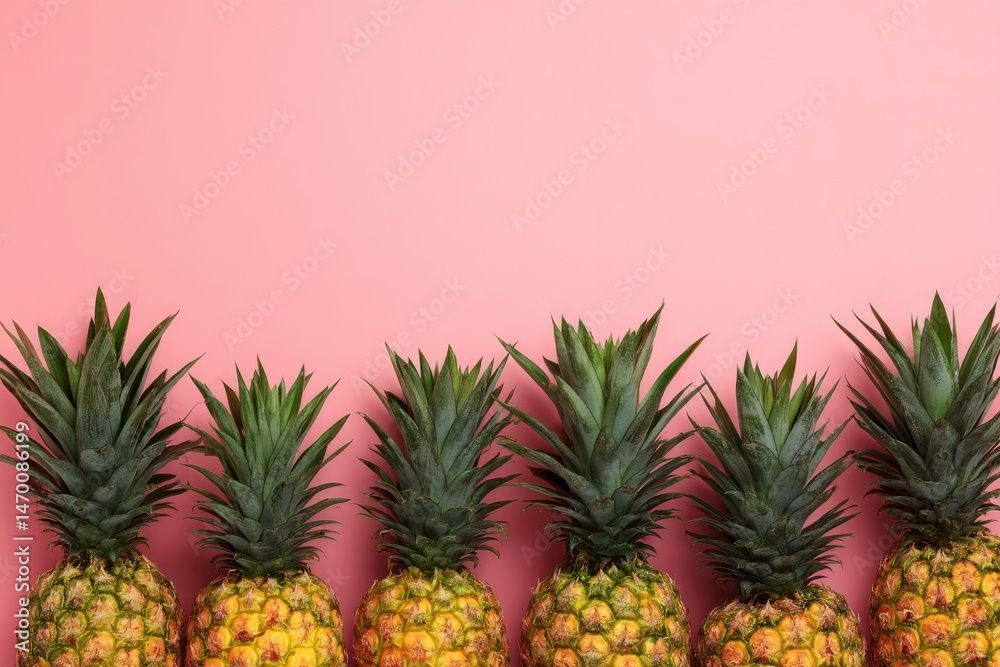 Pineapple Fruit on Pink Background Pineapple Fruit on Pink Background