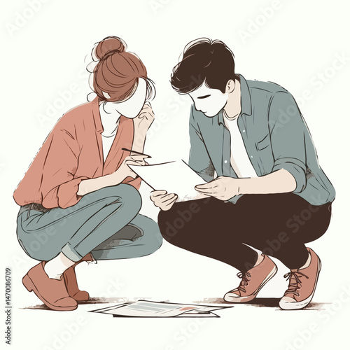 Two interns discussing papers
