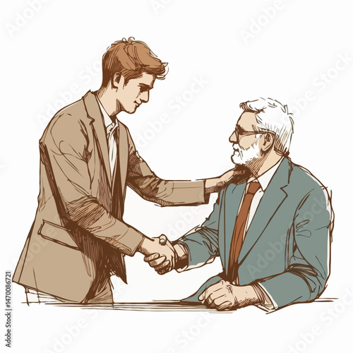 Young intern shaking hands with mentor
