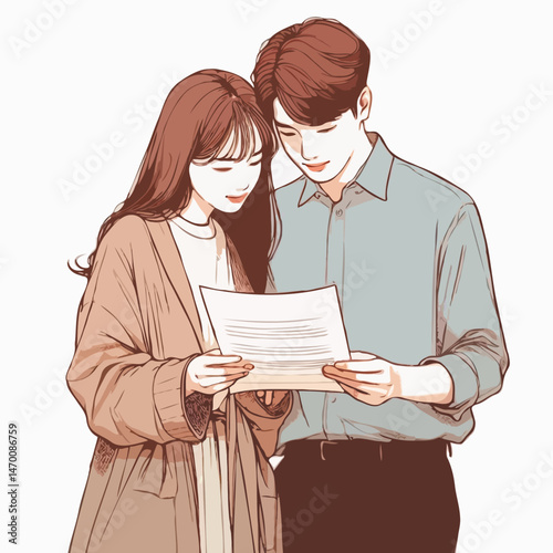 Two interns reading documents