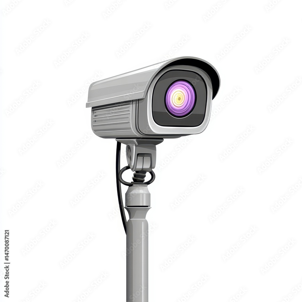 Gray Security Camera on a White Background Gray Security Camera on a White Background