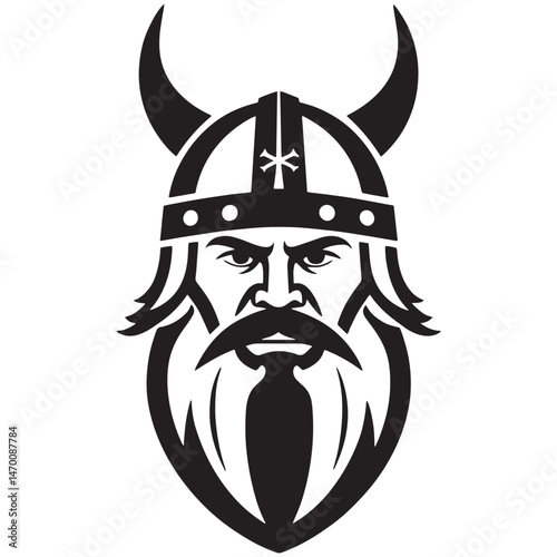 Stern Viking Warrior with Horned Helmet