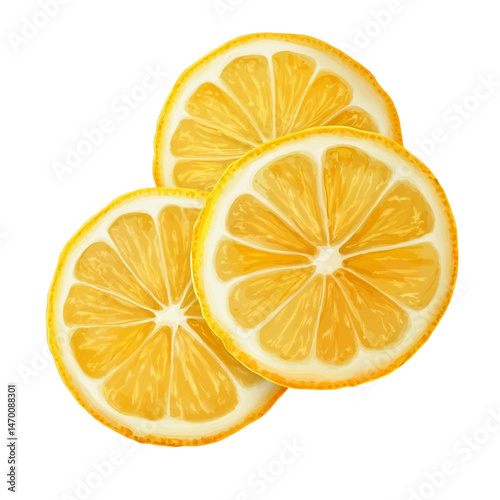 lemon slices isolated on transparent background