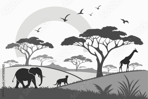 wild animals silhouettes