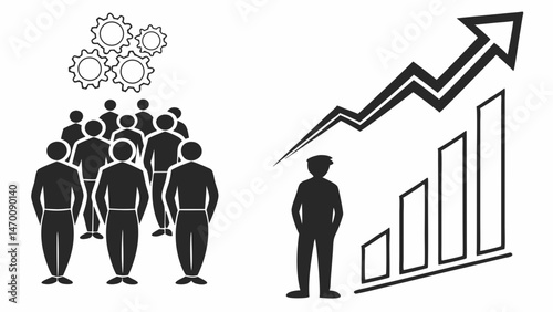 Teamwork boosts business growth a group s collaborative effort leads to upward trajectory symbolized by rising bar graph