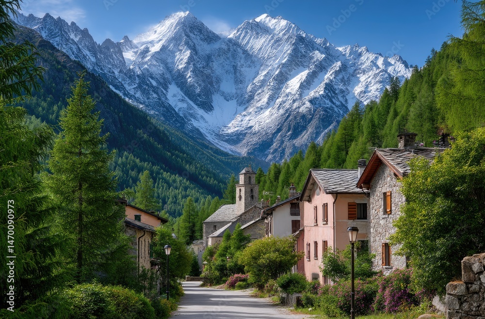 The picturesque town of Berchtesgaden, surrounded by lush green mountains and majestic snow-capped peaks, offers an enchanting view of the Alps The picturesque town of Berchtesgaden, surrounded by lush green mountains and majestic snow-capped peaks, offers an enchanting view of the Alps