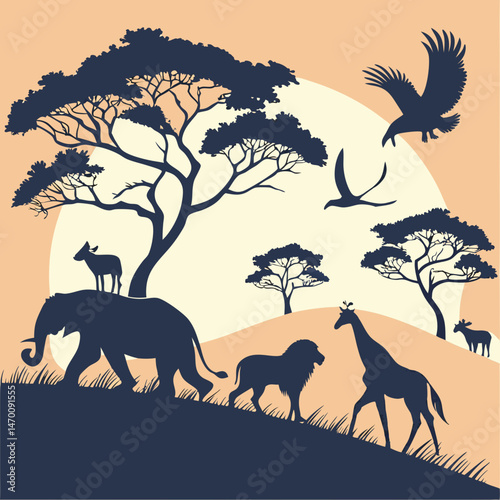 wild animals silhouettes