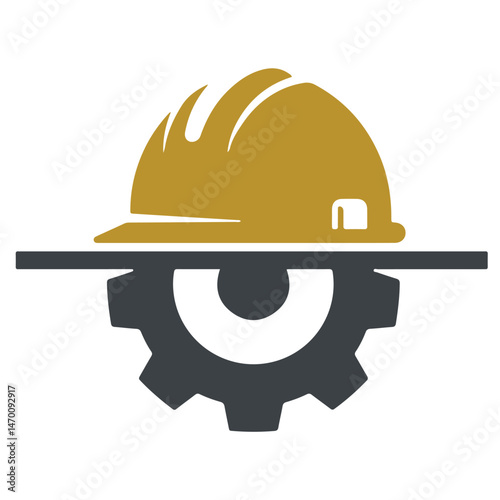 Construction Hard hat over a gear