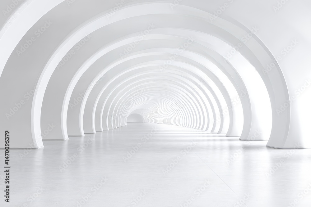 Naklejka premium Empty white arched hallway