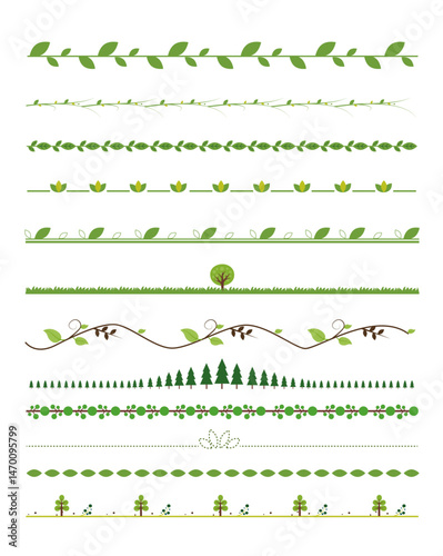 Plant and flower line division lines, vector illustration materials