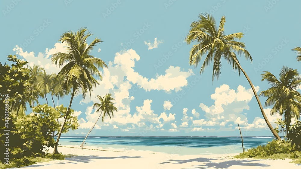 Fototapeta premium Tropical Beach Paradise Scene. (5)