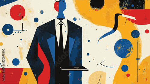 Abstract Businessman Illustration In Modern Geometric Style Business Professionalism And Corporate Design