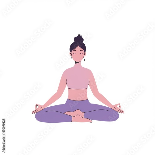 Woman in Purple Outfit Meditating in a Simple Pose