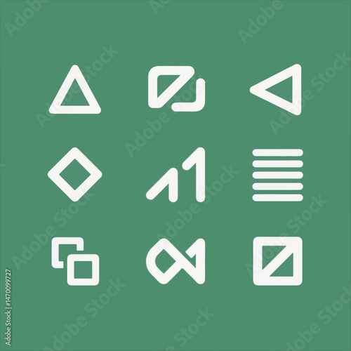 nine vector of them in total, set against a green background.