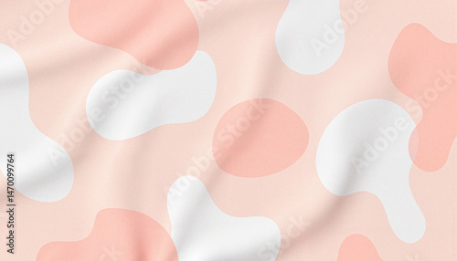 Abstract pink and white organic shapes on soft fabric  