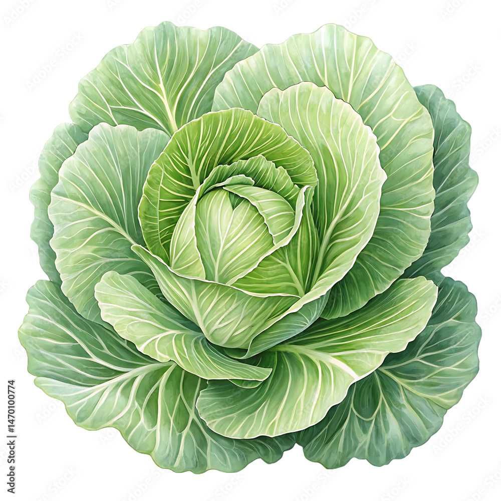 Fototapeta premium head of cabbage isolated on transparent background