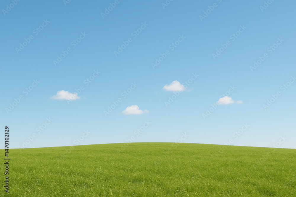 Fototapeta premium Landscape of green field and blue sky