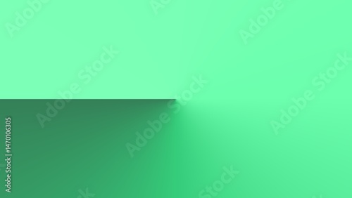 A subtle horizontal line divides a pastel green backdrop, creating a minimalist, geometric design