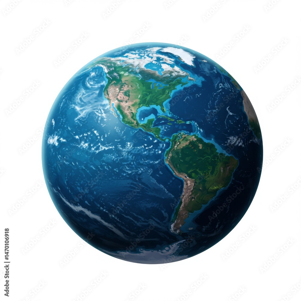 Fototapeta premium Detailed Blue and Green Earth Globe Render
