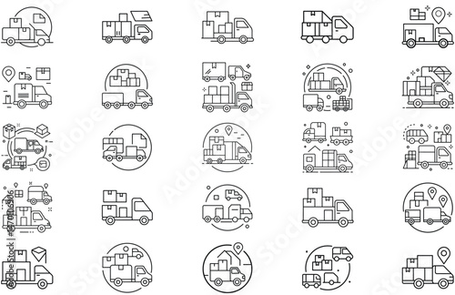Modern Delivery and Logistics Line Icon Collection