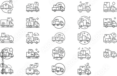 Modern Delivery and Logistics Line Icon Collection