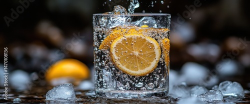 Refreshing Lemon Water with Ice