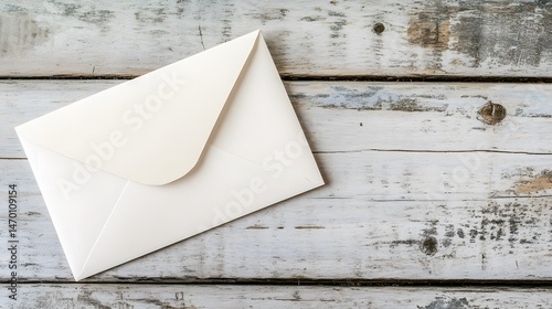 An old post envelope, a paper object for mail correspondence, rests on a wooden background, suggesting a concept of postal communication