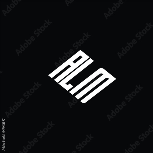 ALM letter logo design on black background.