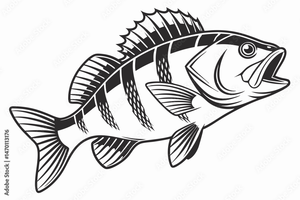 Fototapeta premium perch sihouette black vector