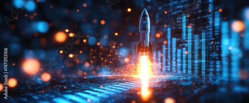 Rocket Launch, Digital Abstract