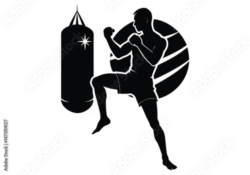 Cardio Kickboxing Action Silhouette