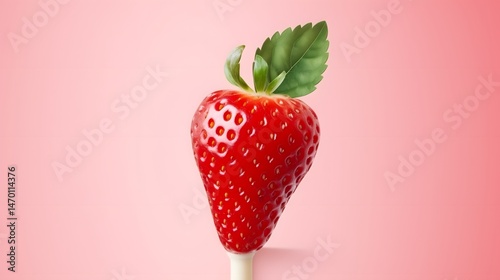 Cheerful Strawberry Mascot Holding Foam Finger Cartoon Vector Illustration