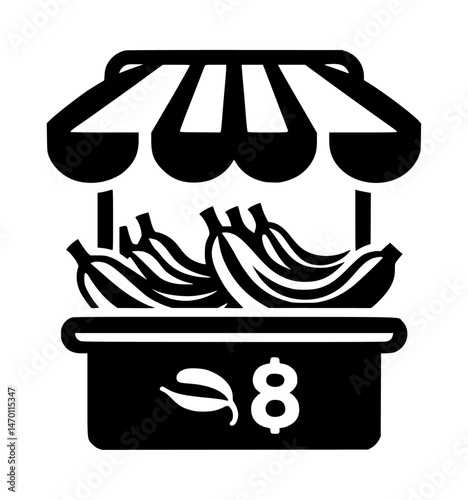 Black Banana Seller Logo Vector White Background