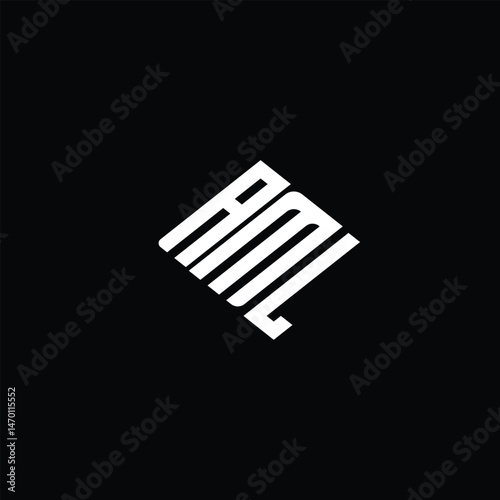 AML letter logo design on black background.