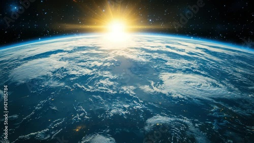 Blue Earth horizon lit by incoming solar light.